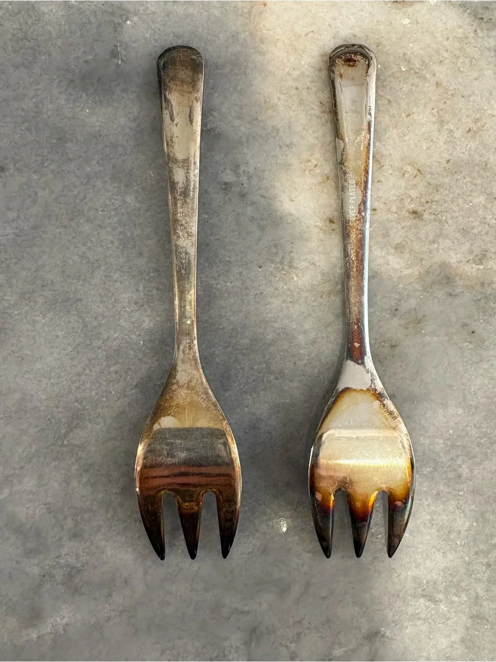 Vtg Set of 2 LEONARD Silver Plated Italy Small Cocktail Seafood Fork Replacement